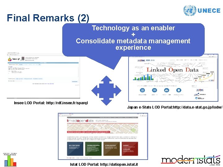 Final Remarks (2) Technology as an enabler + Consolidate metadata management experience Insee LOD