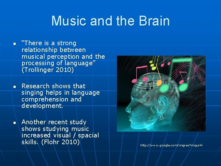 Music and the Brain n “There is a strong relationship between musical perception and