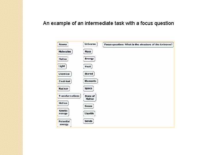 An example of an intermediate task with a focus question 