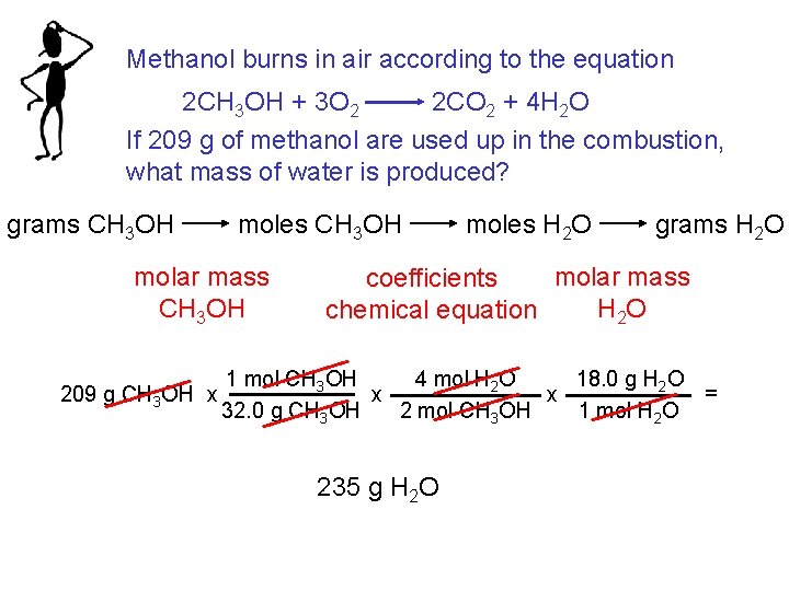 Methanol burns in air according to the equation 2 CH 3 OH + 3
