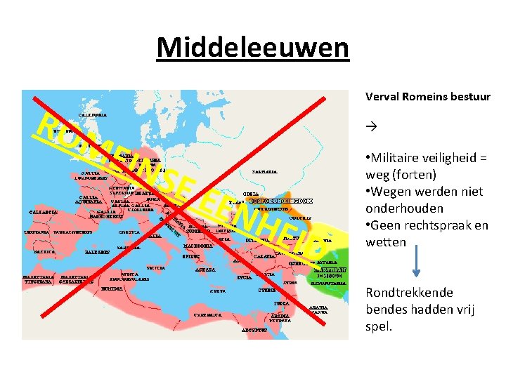 Middeleeuwen RO Verval Romeins bestuur ME INS EE ENH EID • Militaire veiligheid =