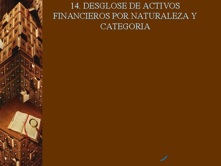 14. DESGLOSE DE ACTIVOS FINANCIEROS POR NATURALEZA Y CATEGORIA 