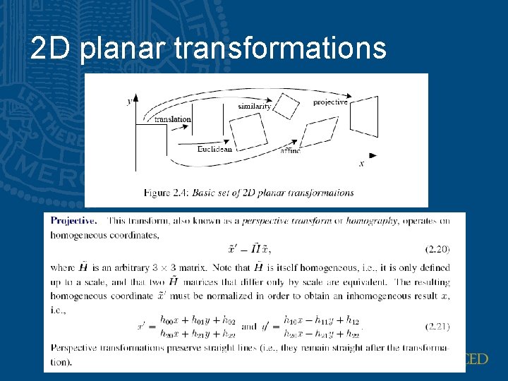 2 D planar transformations 