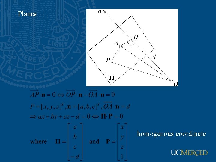 Planes homogenous coordinate 