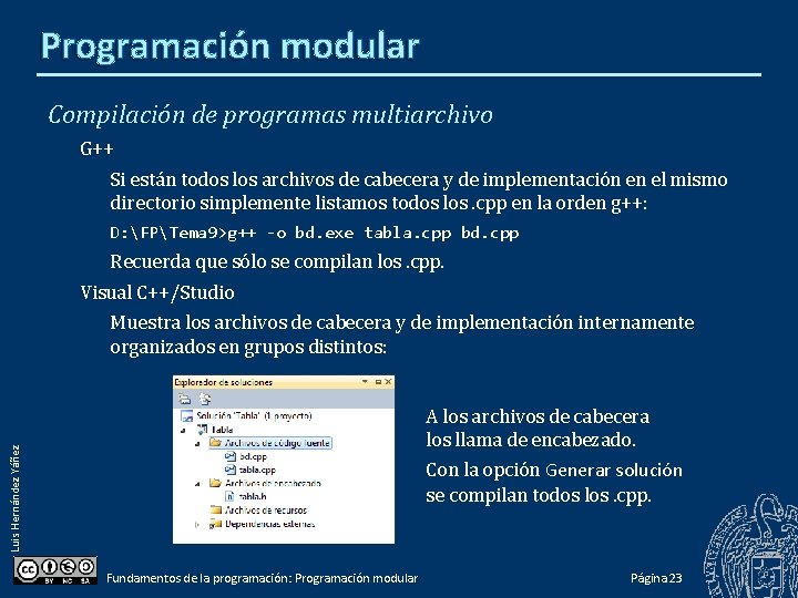 Programación modular Compilación de programas multiarchivo G++ Si están todos los archivos de cabecera