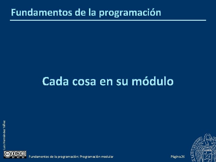 Fundamentos de la programación Luis Hernández Yáñez Cada cosa en su módulo Fundamentos de