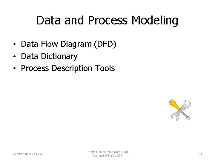 Data and Process Modeling • Data Flow Diagram (DFD) • Data Dictionary • Process