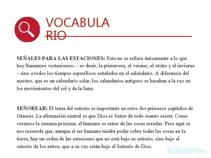 VOCABULA RIO SEÑALES PARA LAS ESTACIONES: Esto no se refiere únicamente a lo que