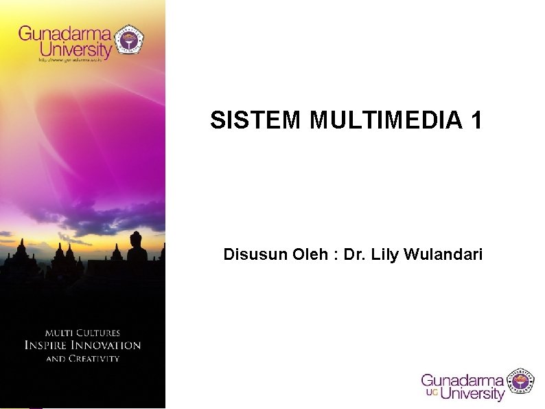 SISTEM MULTIMEDIA 1 Disusun Oleh : Dr. Lily Wulandari 