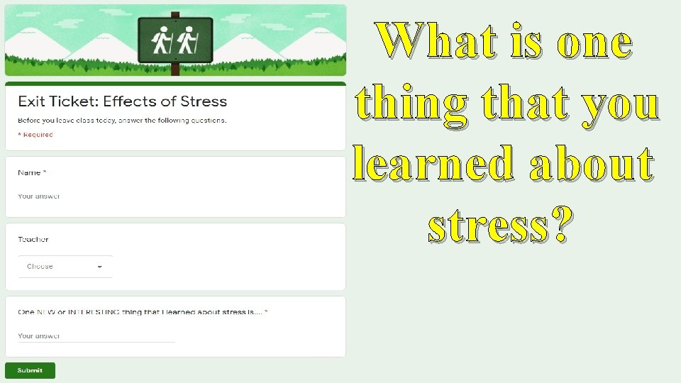 What is one thing that you learned about stress? 