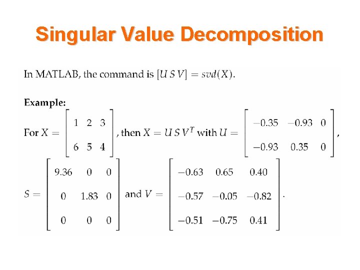 Singular Value Decomposition 