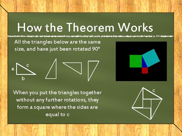 How the Theorem Works All the triangles below are the same size, and have