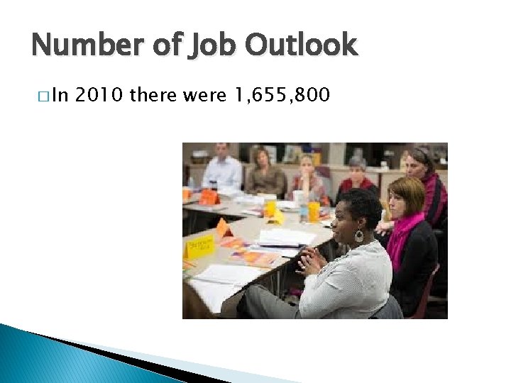 Number of Job Outlook � In 2010 there were 1, 655, 800 