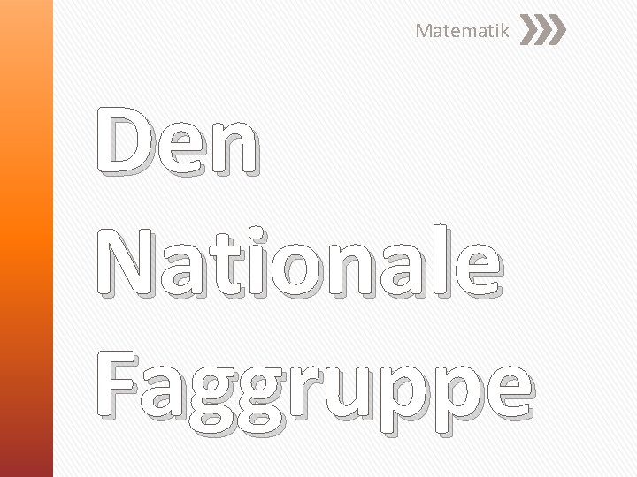 Matematik Den Nationale Faggruppe 