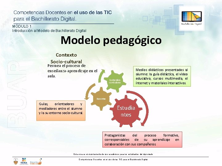 MÓDULO 1 Introducción al Modelo de Bachillerato Digital Modelo pedagógico Contexto Socio-cultural Permea el