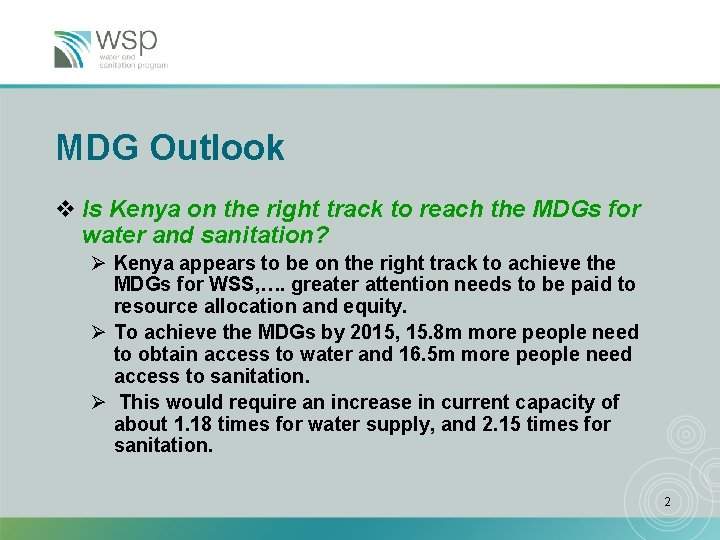 MDG Outlook v Is Kenya on the right track to reach the MDGs for