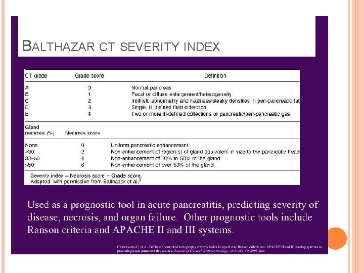 BALTHAZAR CT SEVERITY INDEX BALTHAZAR CT SEVERITY INDEX