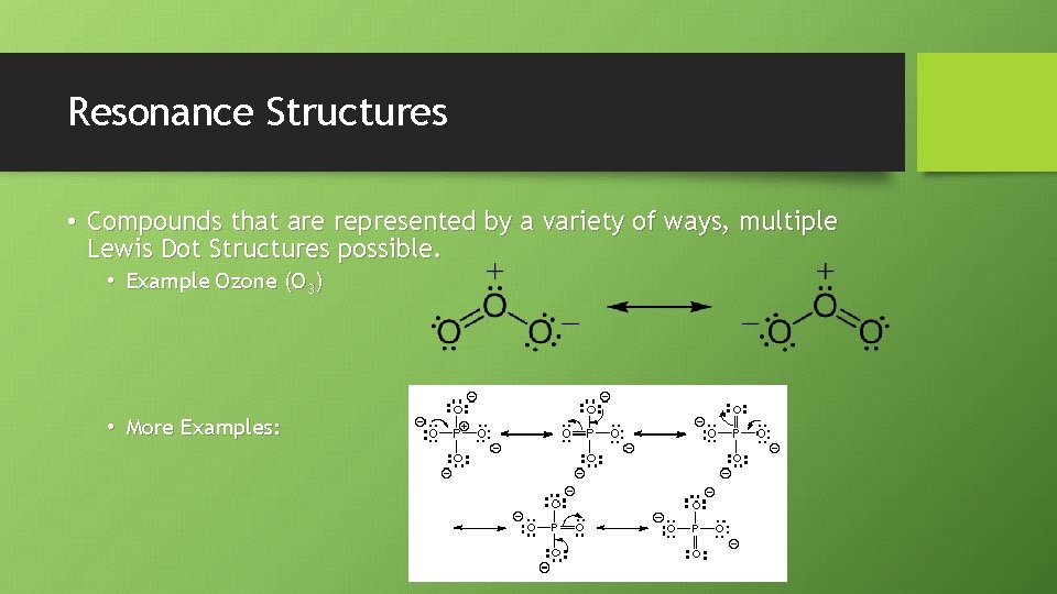 Resonance Structures • Compounds that are represented by a variety of ways, multiple Lewis