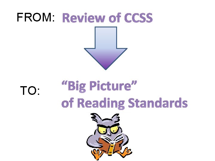 FROM: Review of CCSS TO: “Big Picture” of Reading Standards 