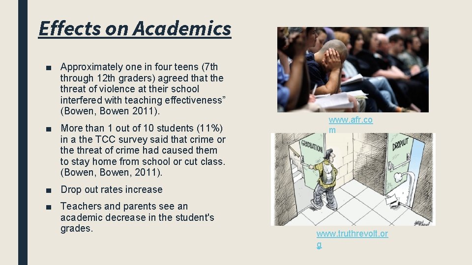 Effects on Academics ■ Approximately one in four teens (7 th through 12 th Effects on Academics ■ Approximately one in four teens (7 th through 12 th