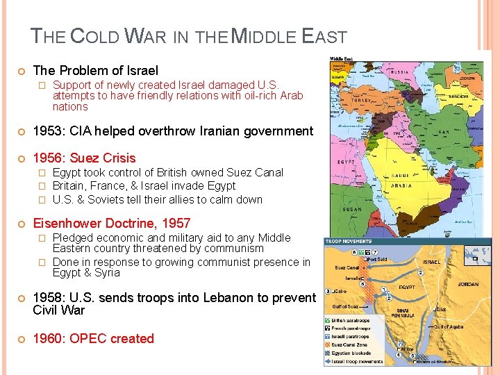 THE COLD WAR IN THE MIDDLE EAST The Problem of Israel � Support of