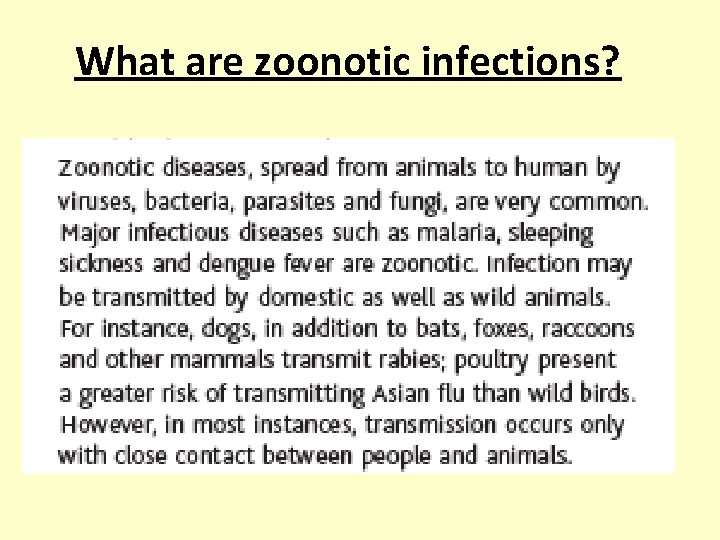 What are zoonotic infections? 