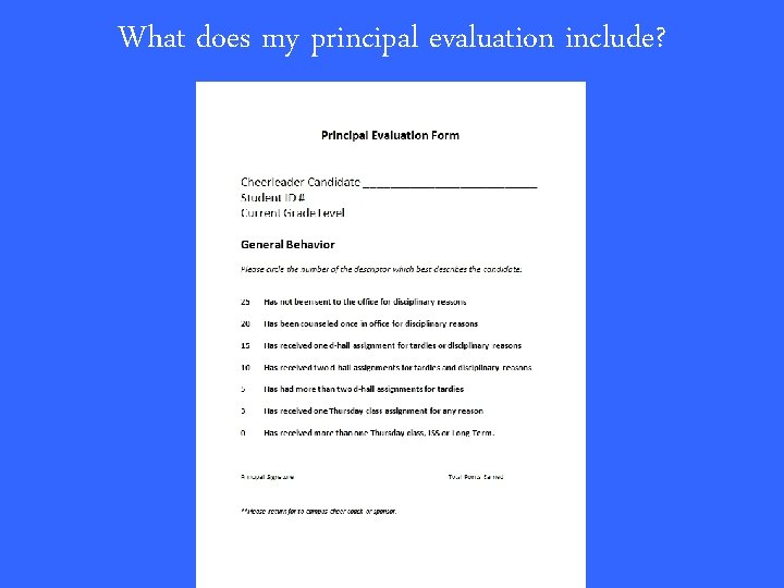 What does my principal evaluation include? 