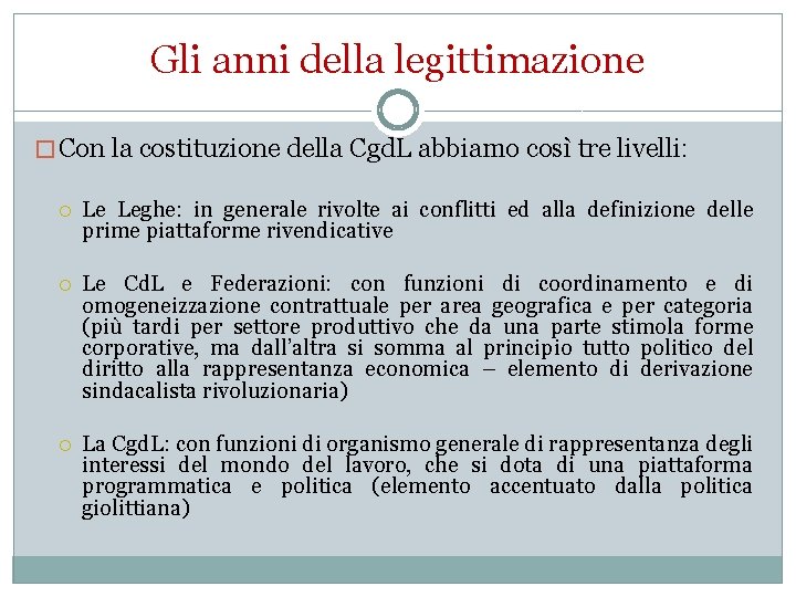 Gli anni della legittimazione � Con la costituzione della Cgd. L abbiamo così tre