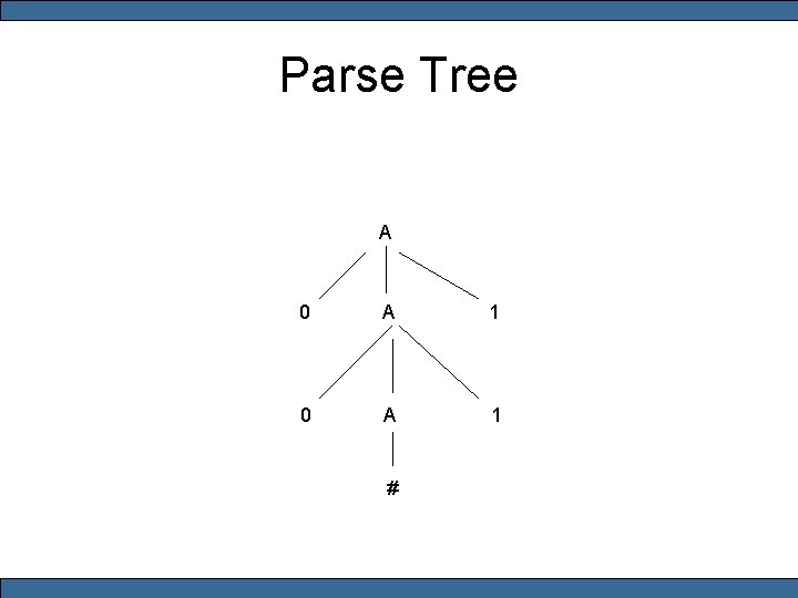 Parse Tree A 0 A 1 # 