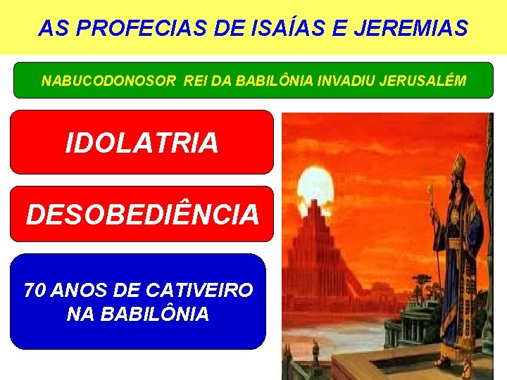 AS PROFECIAS DE ISAÍAS E JEREMIAS NABUCODONOSOR REI DA BABILÔNIA INVADIU JERUSALÉM IDOLATRIA DESOBEDIÊNCIA