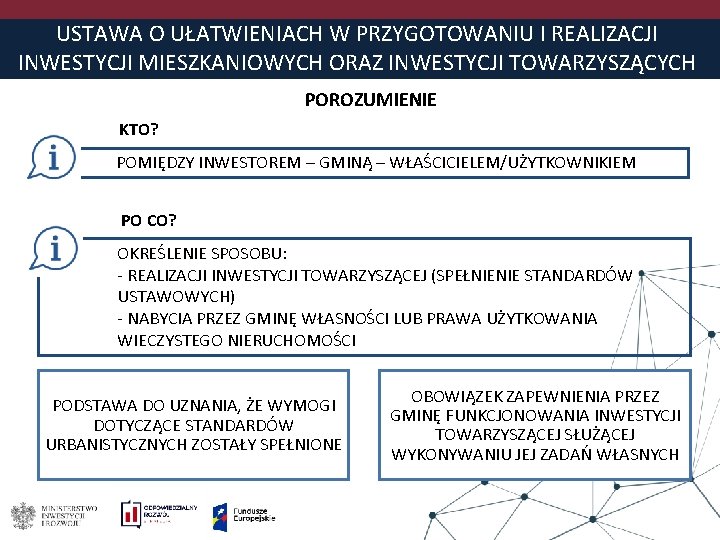 USTAWA O UŁATWIENIACH W PRZYGOTOWANIU I REALIZACJI INWESTYCJI MIESZKANIOWYCH ORAZ INWESTYCJI TOWARZYSZĄCYCH POROZUMIENIE KTO?