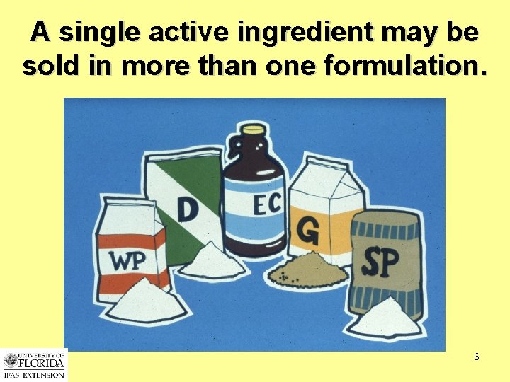A single active ingredient may be sold in more than one formulation. 6 