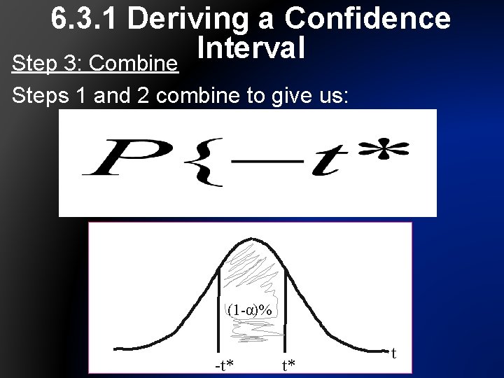 6. 3. 1 Deriving a Confidence Interval Step 3: Combine Steps 1 and 2