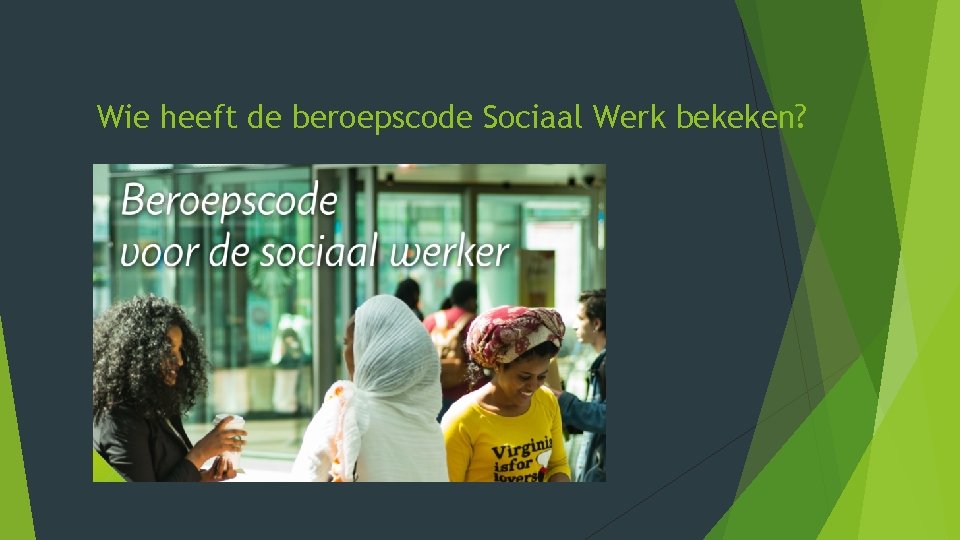 Wie heeft de beroepscode Sociaal Werk bekeken? Wie heeft de beroepscode Sociaal Werk bekeken?