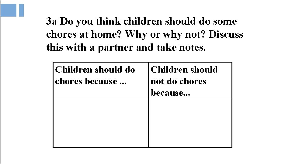 3 a Do you think children should do some chores at home? Why or