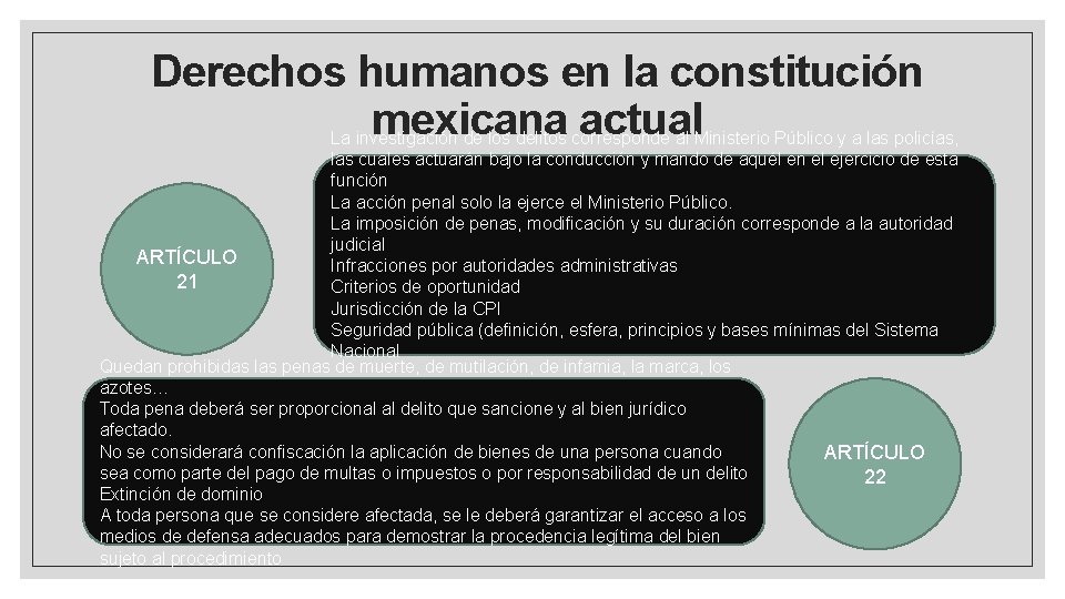 Derechos humanos en la constitución mexicana actual La investigación de los delitos corresponde al