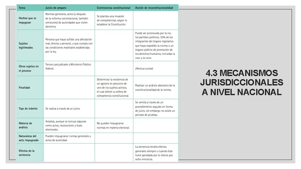 4. 3 MECANISMOS JURISDICCIONALES A NIVEL NACIONAL 