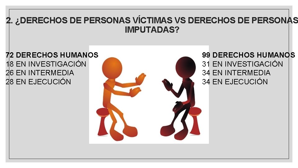 2. ¿DERECHOS DE PERSONAS VÍCTIMAS VS DERECHOS DE PERSONAS IMPUTADAS? 72 DERECHOS HUMANOS 18