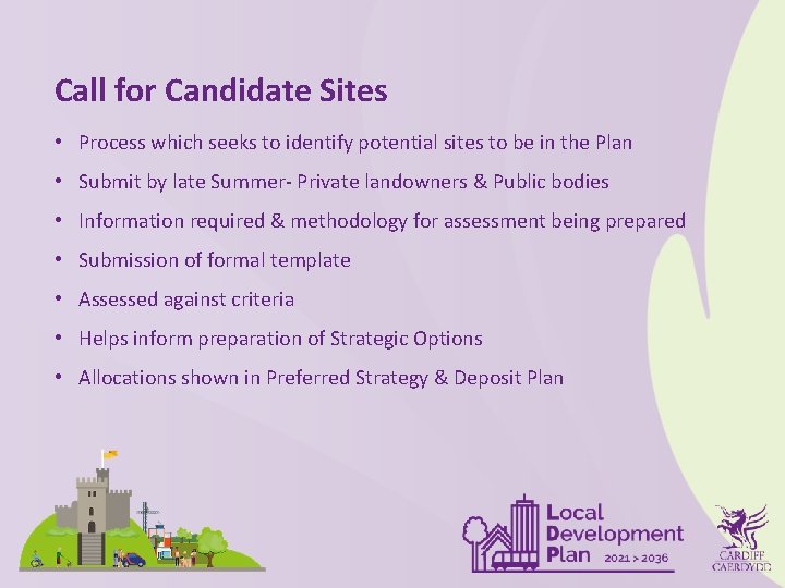 Call for Candidate Sites • Process which seeks to identify potential sites to be