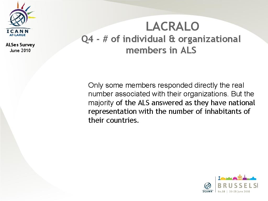 LACRALO ALSes Survey June 2010 Q 4 - # of individual & organizational members