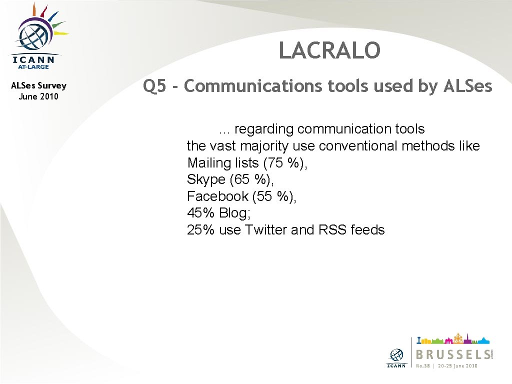LACRALO ALSes Survey June 2010 Q 5 - Communications tools used by ALSes. .