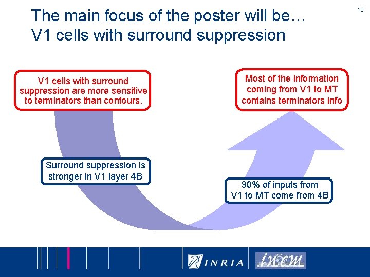 The main focus of the poster will be… V 1 cells with surround suppression