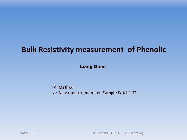 Bulk Resistivity measurement of Phenolic Liang Guan >> Method >> New measurement on Sample