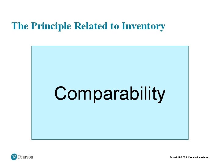 The Principle Related to Inventory Comparability Copyright © 2018 Pearson Canada Inc. 