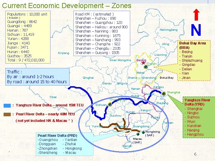 Current Economic Development – Zones Populations : 10, 000 unit ( ROUGH ) Guangdong