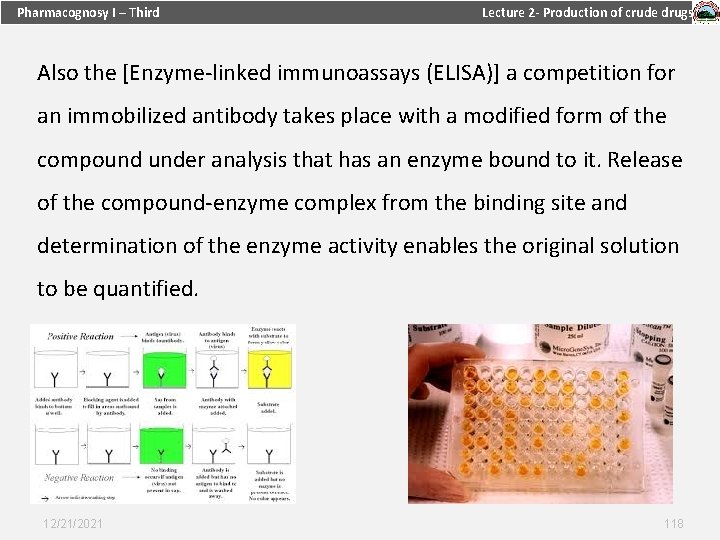 Pharmacognosy I – Third Lecture 2 - Production of crude drugs Also the [Enzyme-linked