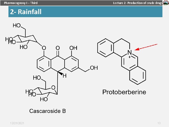 Pharmacognosy I – Third Lecture 2 - Production of crude drugs 2 - Rainfall