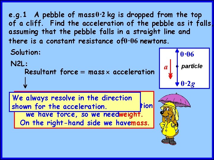 e. g. 1 A pebble of mass 0· 2 kg is dropped from the