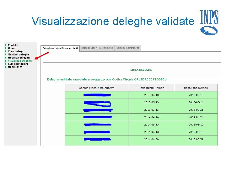 Visualizzazione deleghe validate 