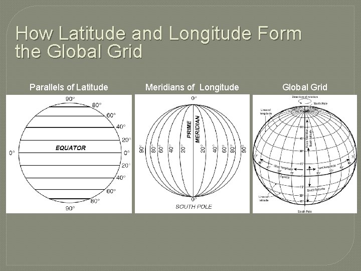 How Latitude and Longitude Form the Global Grid Parallels of Latitude Meridians of Longitude
